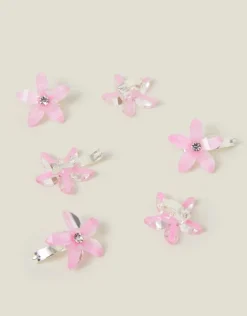 Accessorize 6-Pack Girls Mini Gem Flower Hair Clips