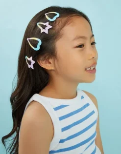Accessorize 4-Pack Girls Rainbow Heart & Star Hair Clips