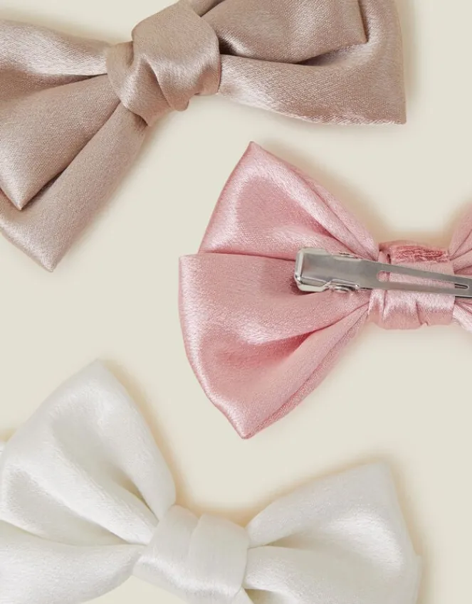 Accessorize 3-Pack Girls Satin Bow Clips