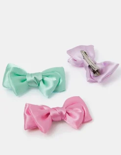 Accessorize 3-Pack Girls Satin Bow Hair Clips