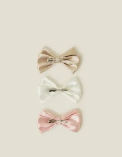 Accessorize 3-Pack Girls Satin Bow Hair Clips