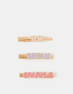 Accessorize 3-Pack Girls Slogan Hair Slides