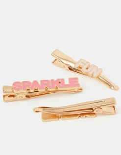 Accessorize 3-Pack Girls Slogan Hair Slides