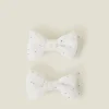 Accessorize 2-Pack Girls Sparkle Bow Hair Clips Ivory