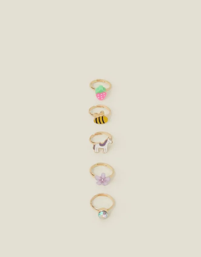 Accessorize 5-Pack Girls Spring Garden Adjustable Rings