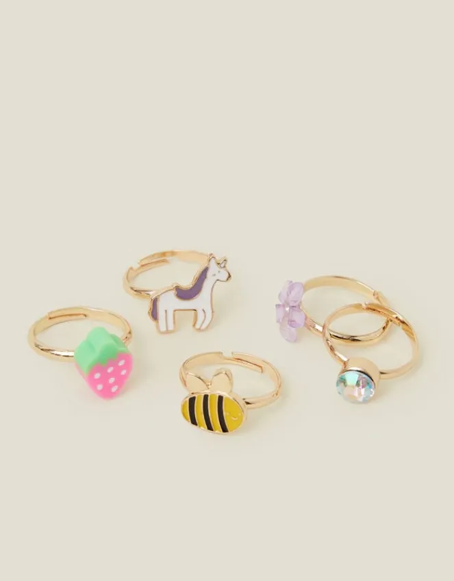 Accessorize 5-Pack Girls Spring Garden Adjustable Rings
