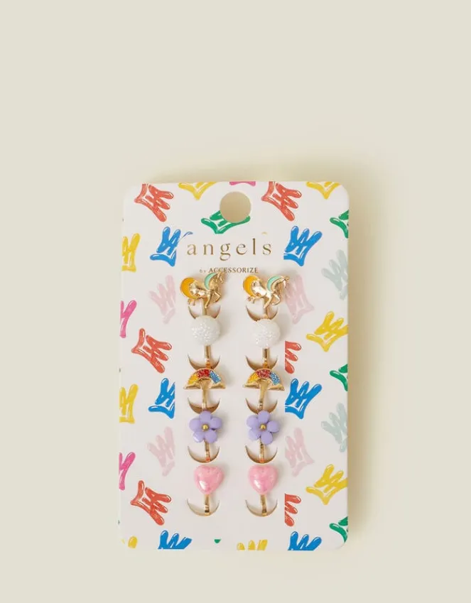 Accessorize 5-Pack Girls Unicorn Clip On Earrings