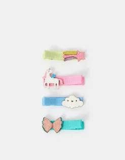 Accessorize 4-Pack Girls Unicorn Salon Hair Clips