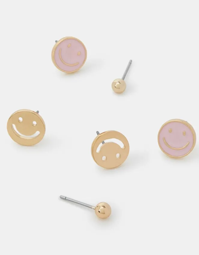 Accessorize 3-Pack Happy Face Stud Earrings