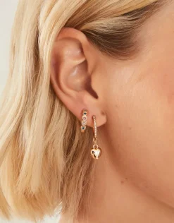 Accessorize 10-Pack Heart Gemstone Stud and Hoop Earrings