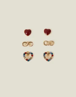 Accessorize 3-Pack Heart Infinity Studs