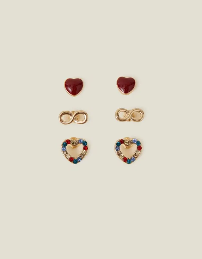 Accessorize 3-Pack Heart Infinity Studs