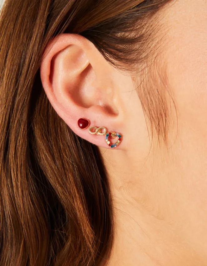 Accessorize 3-Pack Heart Infinity Studs