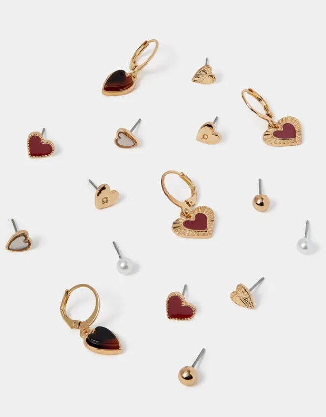 Accessorize 8-Pack Heart Stud & Hoop Earrings
