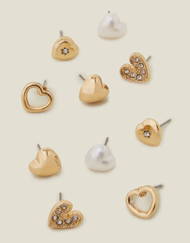 Accessorize 5-Pack Heart Stud Earrings