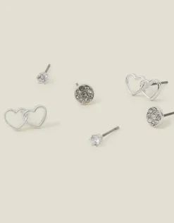 Accessorize 3-Pack Linked Heart Stud Earrings