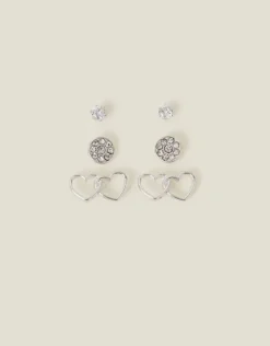 Accessorize 3-Pack Linked Heart Stud Earrings