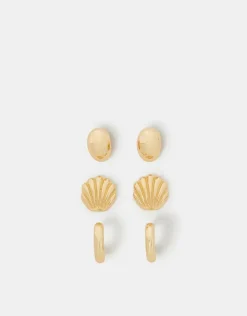 Accessorize 3-Pack Mermaid Stud and Hoop Earrings