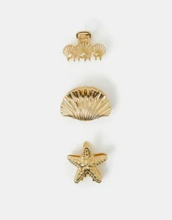 Accessorize 3-Pack Metal Shell Claw Clips