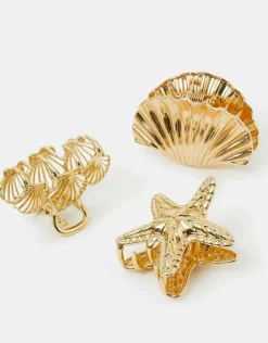 Accessorize 3-Pack Metal Shell Claw Clips