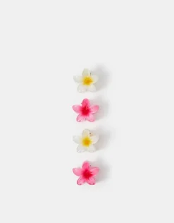 Accessorize 4-Pack Mini Tropical Flower Claw Clips