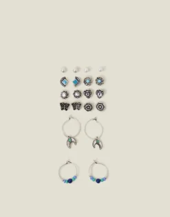 Accessorize 10-Pack Mixed Stud and Hoop Earrings