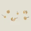 Accessorize 3-Pack Moon Gem Stud Earrings