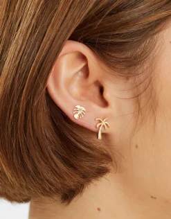 Accessorize 3-Pack Palm Stud Earrings