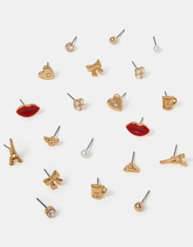 Accessorize 10-Pack Paris Stud Earrings