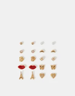 Accessorize 10-Pack Paris Stud Earrings