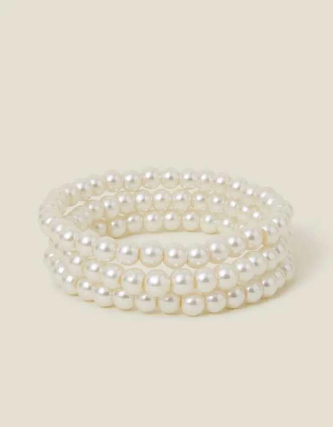 Accessorize 3-Pack Pearl Bead Stretch Bracelets