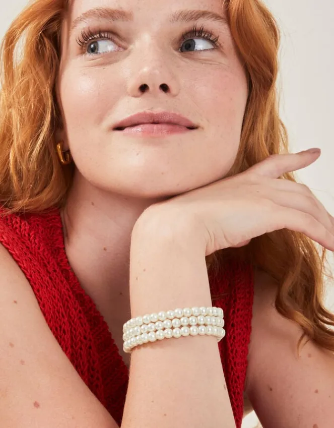 Accessorize 3-Pack Pearl Bead Stretch Bracelets
