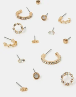 Accessorize 7-Pack Pearl Gem Stud and Hoop Earrings