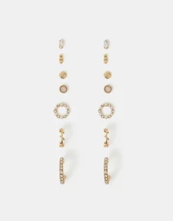 Accessorize 7-Pack Pearl Gem Stud and Hoop Earrings