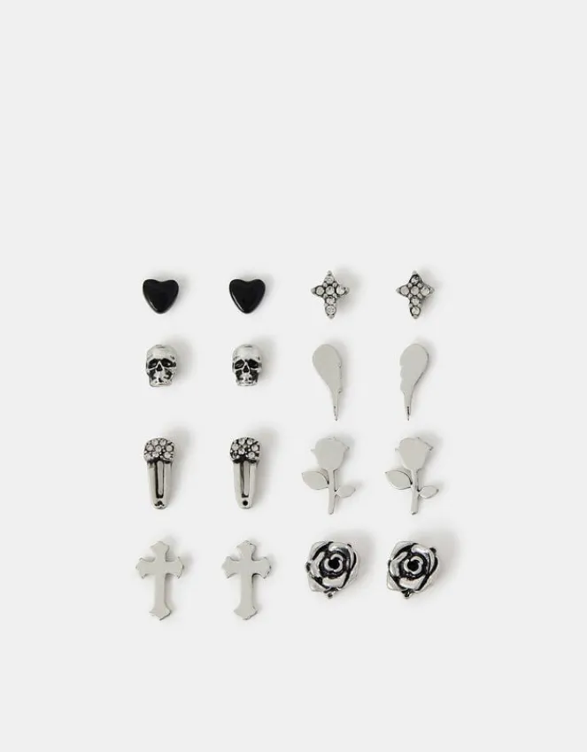 Accessorize 8-Pack Rock Star Stud Earrings