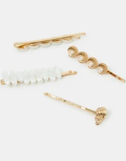Accessorize 4-Pack Shell Pearl Hair Slides