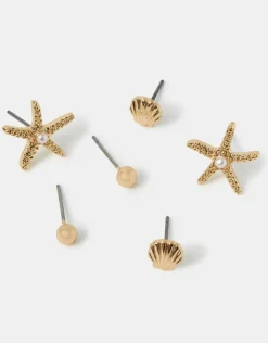 Accessorize 3-Pack Starfish Stud Earrings