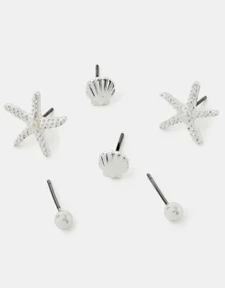 Accessorize 3-Pack Starfish Stud Earrings