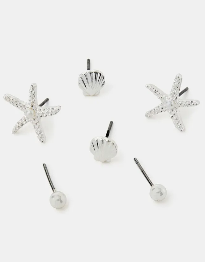 Accessorize 3-Pack Starfish Stud Earrings