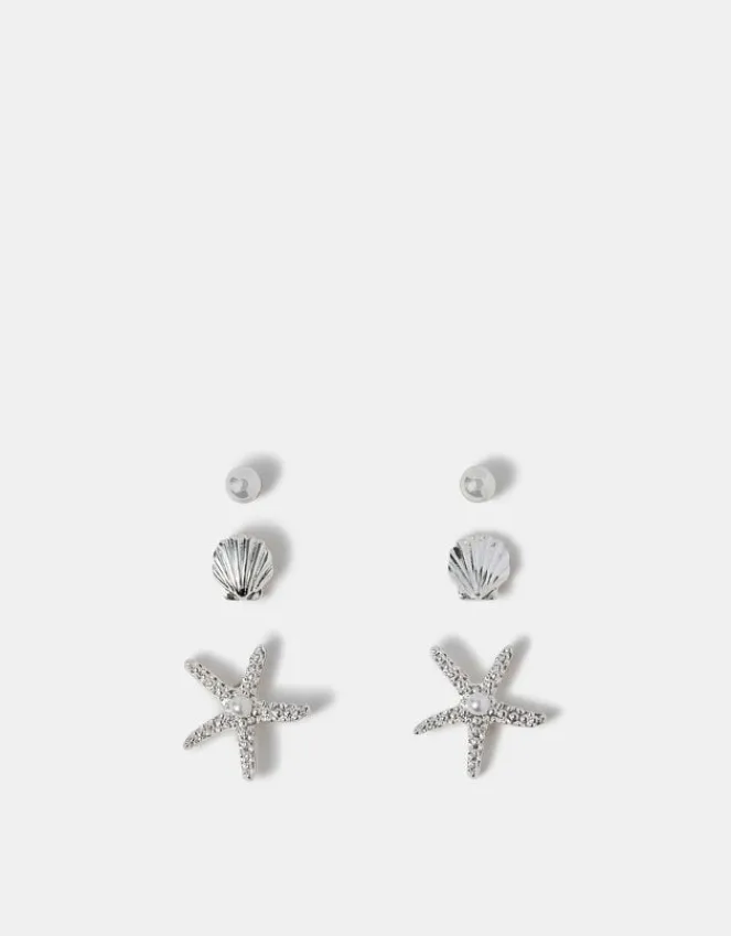 Accessorize 3-Pack Starfish Stud Earrings