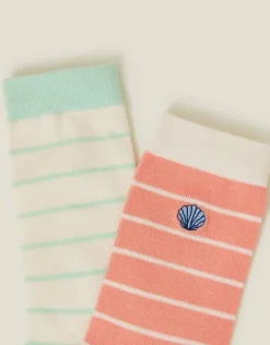 Accessorize 2-Pack Stripey Shell Socks