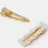 Accessorize 2-Pack Wiggle Resin Hair Clips Natural