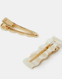 Accessorize 2-Pack Wiggle Resin Hair Clips Natural
