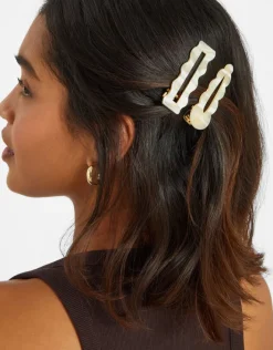 Accessorize 2-Pack Wiggle Resin Hair Clips Natural
