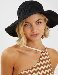 Accessorize Packable Ribbed Bucket Hat Black