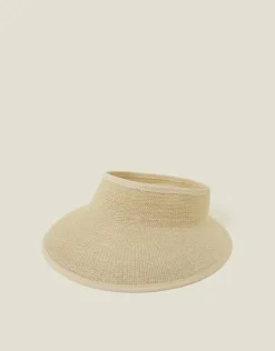 Accessorize Packable Woven Sun Visor Natural