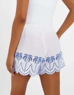 Accessorize Palm Embroidered Drawstring Shorts White
