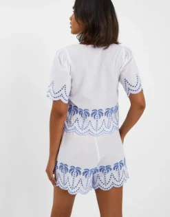 Accessorize Palm Embroidered Tie Top White