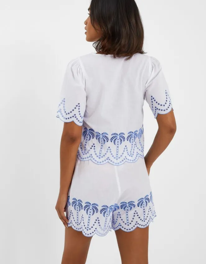 Accessorize Palm Embroidered Tie Top White