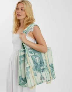Accessorize Palm Print Quilted Shopper Bag
